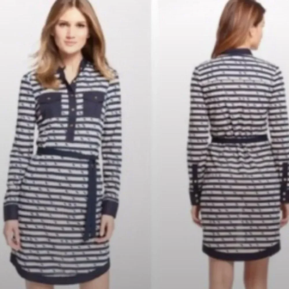 Tory Burch Suzette Shirt dress nautical navy rope size small